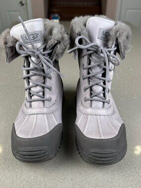 UGG Adirondack II 3052 Leather Waterproof GRAY Snow Fur Boots Women's Size 8